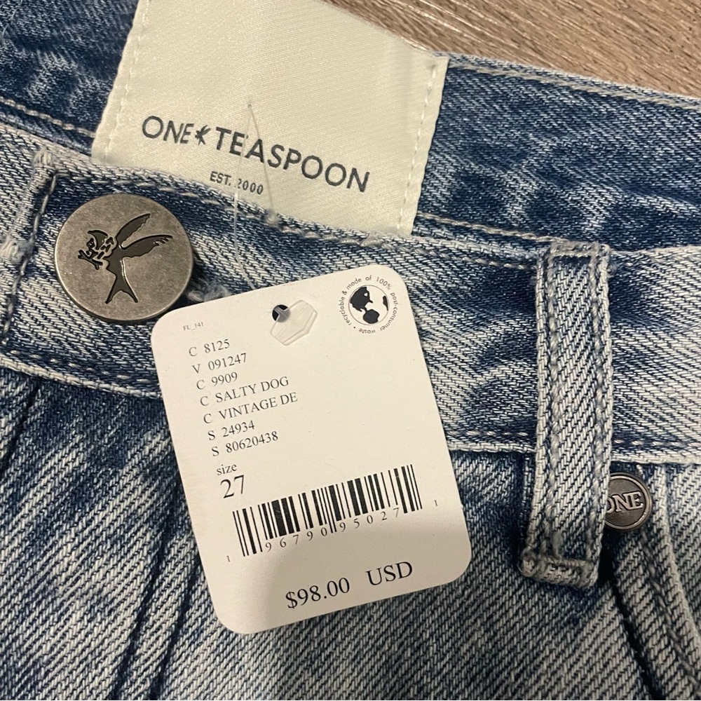 NWT One Teaspoon Bandit Jean Denim Shorts in Salty Dog Wash - Picture 11 of 13